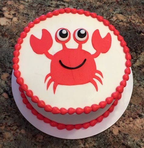 Crab Cake Design, Crab Themed Cake, Crab Birthday Cake, Crab Birthday Cakes, Crab Underwater, Underwater Birthday Party, Decorated Cookies Ideas, Crab Party, Underwater Birthday