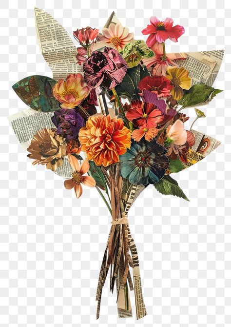 Collage Art Material, Plant Collage Art, Canvas Keyword, Newspaper Png, Flowers Cutout, Newspaper Pattern, Collage Supplies, Digital Mixed Media, Online Scrapbook