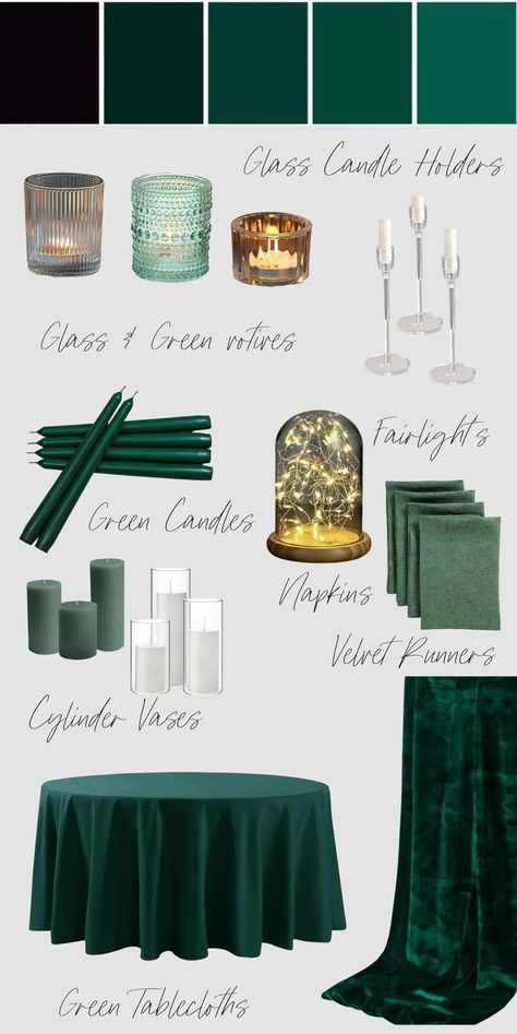 moody green wedding decor items Emerald Winter Wedding, Dark Green Birthday Theme, Forest Green Wedding Decor, Dark Green Wedding Decor, Moody Green Wedding, Emerald Green Wedding Decorations, Winter Green Wedding, Emerald Green Wedding Decor, Emerald Green Winter Wedding