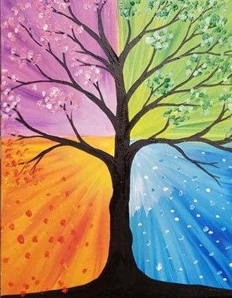 Paint-Parties are starting at Golden Valley Brewery!  Every Third Tuesday! Come and celebrate spring, and LIFE, by painting "Four Seasons Tree" - NO experience required - ALL ages welcome - FUN guaranteed!  I'll walk you through it, step-by-step, and help you find your own inner-artist! $45/adult for everything - including a $10 voucher towards your tab. $25/child under 18 (no voucher included). #art #artclass #children #couples #datenight #event #family #fun #girlsnightout Four Seasons Tree, Art Paint Party, Family Tree Painting, Kids Painting Party, Christmas Fair Ideas, Cider House, Paint Night, Spring Painting, Paint And Sip