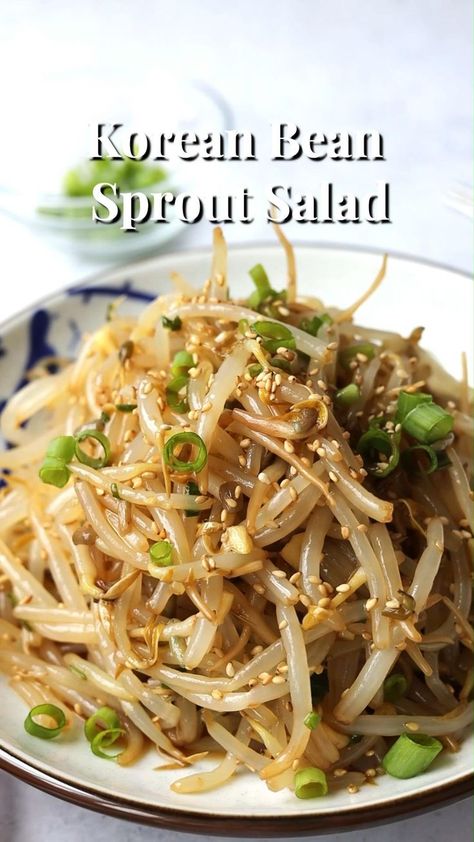 Korean Food Side Dishes, Bean Sprout Salad, Bean Sprout, Sprout Salad, Korean Side Dishes, Food Side Dishes, Chinese Cooking Recipes, Kids Easter Hairstyles, Korean Recipes