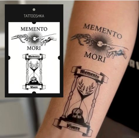 Memento Vivere Tattoo, Art Traditional Tattoo, Traditional Tattoo Prints, Memento Mori Tattoo, Art Traditional, Gothic Tattoo, Viking Tattoos, Memento Mori, Henna Tattoo