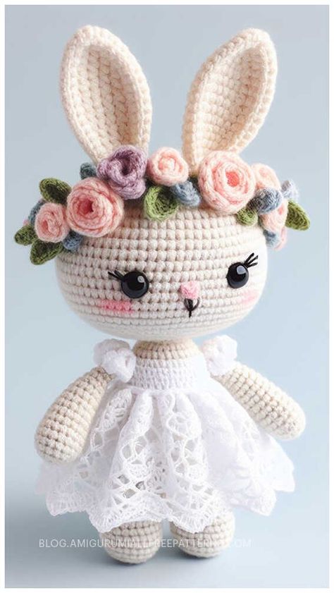 Crochet Spring Bunny Amigurumi Free Pattern Free Rabbit Crochet Pattern, Easter Basket Crochet Patterns Free, Free Doll Crochet Patterns, Crochet Bunny Pattern Free Easy, Free Easter Crochet Patterns, Easter Amigurumi Free Pattern, Crochet Bunny Pattern Free, Bunny Crochet Pattern Free, Crochet Easter Patterns