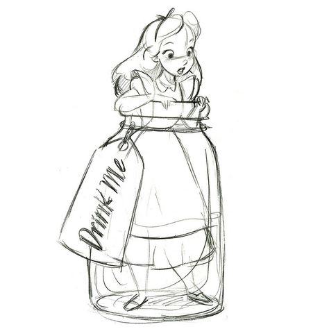 alice in bottle | Drink Me Alice in Wonderland Ornament - Product Image #2 - Sketch ... In A Jar, A Drawing, Alice In Wonderland, A Girl, Disney