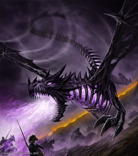 Bone Dragon, Dead Dragon, Chaos Dragon, Dragon Skeleton, Skeleton Artwork, Legendary Dragons, Purple Dragon, Dragon Knight, Monster Concept Art