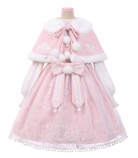 Snowy Castle, Fluffy Princess Dress, Dress And Cloak, Cute Coats, Kawaii Dress, Kawaii Fashion Outfits, Really Cute Outfits, Kawaii Clothes, Lolita Dress