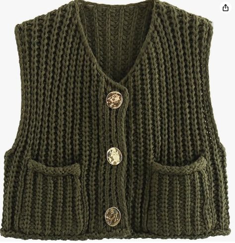 Fall knit vests on Amazon! Vest For Women, Casual Sweater, Sweater Vest, Weaving, Green