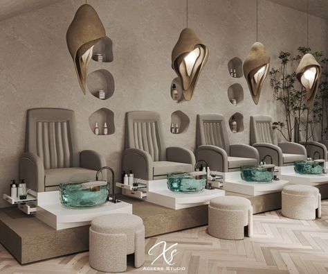 Nail Salon Interior, Architectural Columns, Spa Interior Design, Salon Suites Decor, Nail Salon Decor, Nail Salon Design, Spa Business, Spa Interior, Beauty Room Design