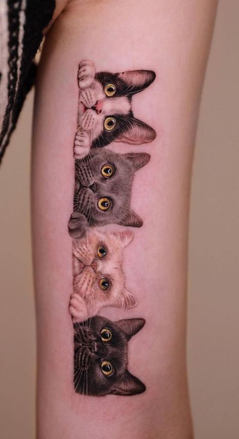 awesome cat tattoo ideas © tattoo artist ✿ Salmontattoo Austin ✧ @pettattoo.salmon ✿ ♡🧿♡🧿♡ #cattattoos #cooltattoos #inked #tattoolvoe #tattooinspiration #cats #besttattooideas Cat In A Box Tattoo, Cat Lover Tattoo, Miniature Tattoos, Cat Portrait Tattoos, Cat Tattoo Simple, See Tattoo, Cute Cat Tattoo, Quality Tattoo, Cat Tattoos