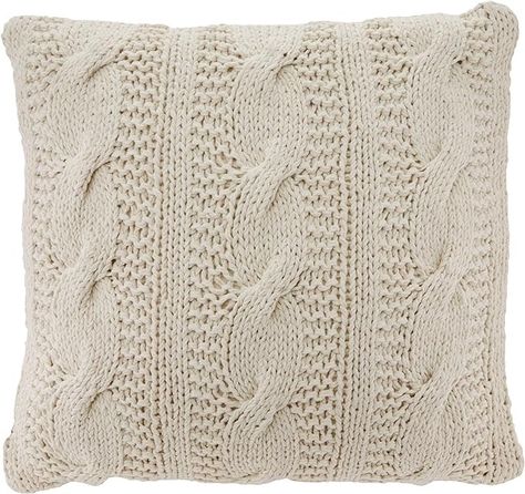 Amazon.com: SARO LIFESTYLE 1020 McKenna Knitted Collection Vanilla Cable Knit Design Down Filled Cotton Throw Pillow : Home & Kitchen Cable Knit Pillow, Winter Living Room Decor, Cable Knit Throw Blanket, Winter Living Room, Chenille Pillow, Knit Pillow, Living Room Decor Ideas, Couch Throw Pillows, Cotton Throw