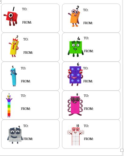 Free Numberblocks printable tags! Customize with Christmas, Valentines, Easter, Birthday, etc clipart as you please! Free to download! A gift from one exhausted parent to another... #Numberblocks #kidsparty #Numberblockstags #holidaytags #DIY #kidsDIY Numberblocks Printables Free, Numberblocks Birthday Cake, Number Blocks Birthday Party, Numberblocks Birthday Party, Numberblocks Birthday, Block Birthday Party, Notebook Labels, Number Blocks, 5th Birthday Party Ideas