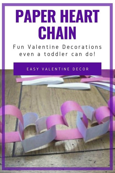 This is such a cute paper heart garland!! If you are looking for a tutorial to make it then this is the place to be. Use these simple instructions to learn how to make a paper heart chain garland. This is one of the simplest DIY crafts I have made. it is one of my favorites to do with my kids. You can make this any color combination you have at home already or get some special valentine paper. #valentinesdiy #tutorial, #valentines #howtomake #kids Valentines Day Paper Chain, Heart Paper Chain, Diy Valentine Garland, Milk Jug Skeleton, Beltane Ideas, Valentines Countdown, Paper Heart Chain, Valentines Scripture, Countdown Chain