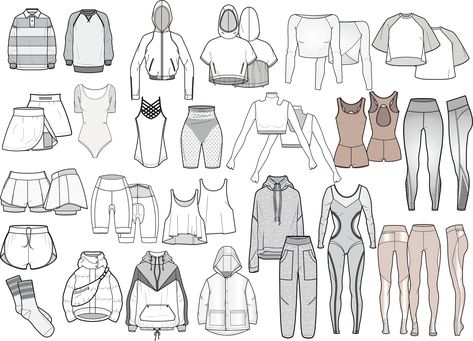 Sportswear Fashion Illustration, Active Wear Fashion Illustration, Sports Wear Fashion Illustration, Active Wear Fashion, Sports Fashion Design, Sports Wear Fashion, Ed Design, Flat Sketches, Type Illustration