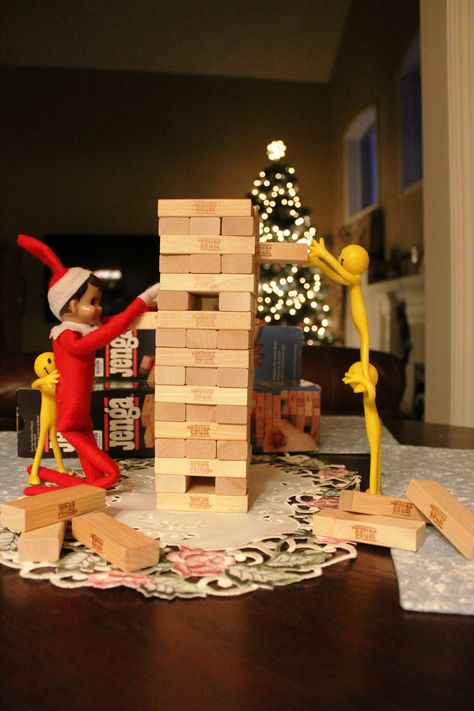 Elf Jenga, Elf Activities, Game Time, On The Shelf, Elf On The Shelf, Smiley, Elf, Toys