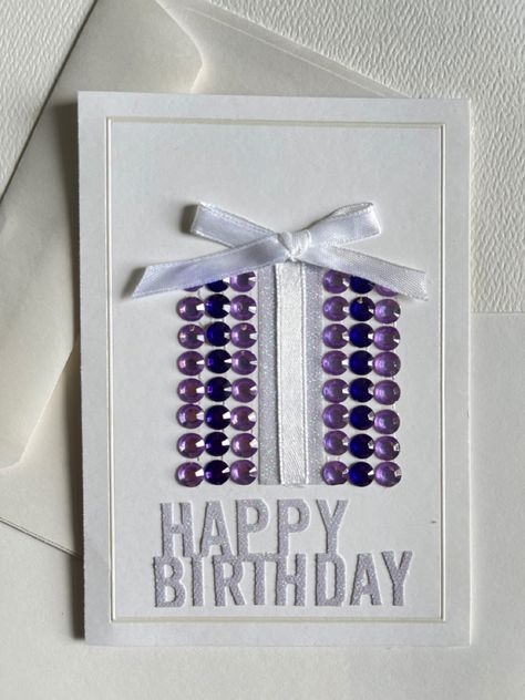 Glitter Greeting Cards, Happy Birthday Sparkle, Sequin Cards, Rhinestone Ideas, Handmade Greeting Card Designs, Card Making Designs, Birthday Card Drawing, Birthday Card Craft, Homemade Birthday Cards