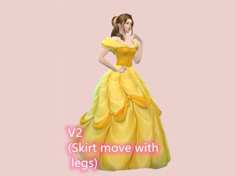 LolleSims' Princess Belle Dress (V2) Sims Disney, Disney Princess Challenge, Princess Belle Dress, Los Sims 4 Mods, Disney Challenge, Sims Packs, Bella Dress, Sims 4 Game Mods, Sims 4 Dresses