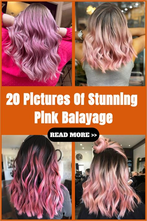 Psst! Want to know the hottest hair color of summer 2023? Well, it’s pink. Pink balayage, to be specific. This stunning hair… Pink Balayage On Brown Hair, Blonde Balayage With Pink Highlights, Pink Balayage Straight Hair, Pink Bayalage, Balayage Hair Pink, Blonde Pink Balayage, Hot Pink Balayage, Balayage Pink Hair, Pink Balayage Brunette