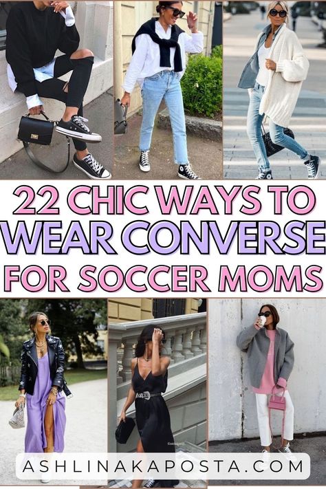 22 CASUAL CONVERSE SNEAKER LOOKS FOR CHIC SOCCER MOMS — ASHLINA KAPOSTA Play Converse Outfit Women, Womens Outfits With Converse, Navy Blue Converse Outfit Aesthetic, Women Converse Outfit, Soccer Outfits For Women Fashion, Silver Converse Outfit, Play Converse Outfit, Navy Blue Converse Outfit, Soccer Mom Outfit Spirit Week