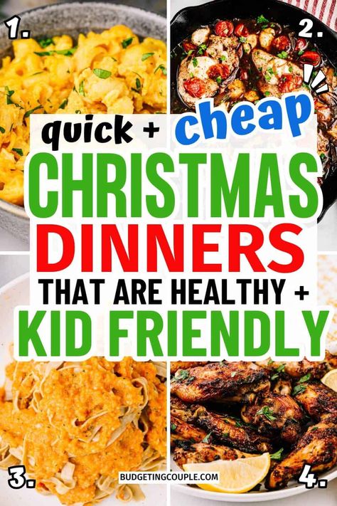 Looking for festive yet affordable meal ideas? Check out these budget-friendly meals for a crowd with easy recipes that save time and money. From cheap easy quick dinners for family to Christmas dinner ideas main dishes for a crowd, we have you covered. Find perfect main dishes for Christmas party and casual Christmas Eve dinner ideas to make your holiday gatherings special and stress-free. Christmas Dinner Kid Friendly, Christmas Supper Ideas Families, Christmas Meal For Large Group, Christmas Eve Meals For A Crowd, Casual Christmas Dinner Ideas, Christmas Meal Ideas For A Crowd, Casual Christmas Eve Dinner Ideas, Christmas Eve Party Ideas Families, Christmas Party Dinner Ideas For A Crowd