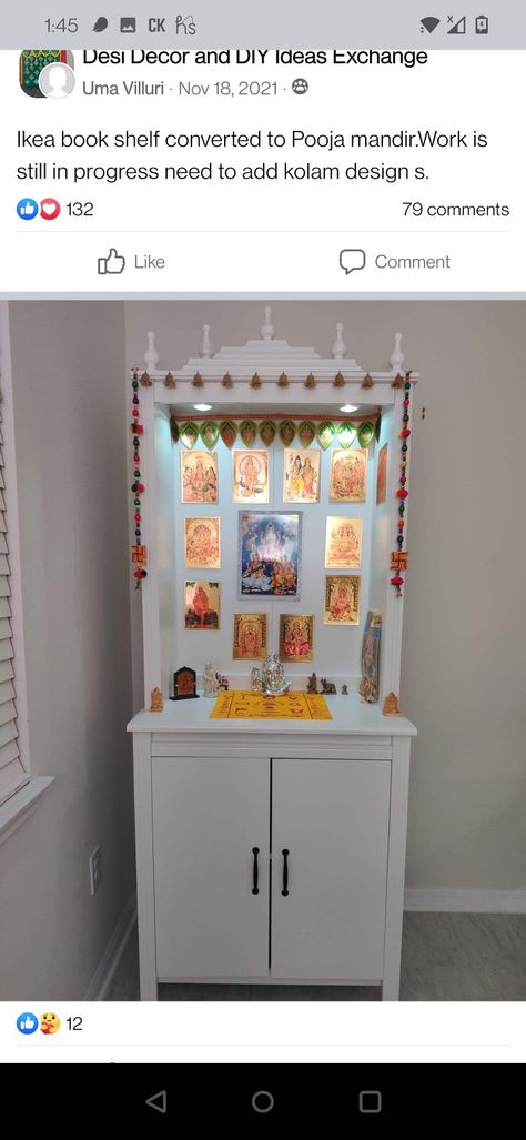 Mandir Diy Ikea Hacks, Diy Mandir, Pooja Cabinet, Puja Mandir, Diy Storage Rack, Ikea Bookshelves, Temple Design For Home, Pooja Mandir, Pooja Room Design