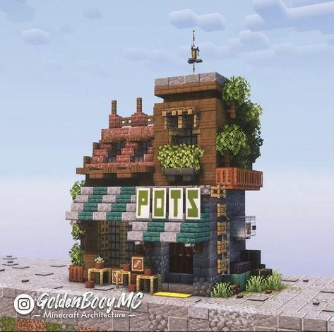 Minecraft Pottery Shop, Minecraft Big Builds, Big Minecraft House, Minecraft Stores, Big Minecraft Houses, Mc House, Minecraft Town, Minecraft Shops, Minecraft Welten