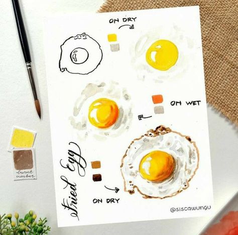 Akvarel Illustration, Watercolor Food Illustration, Beautiful Dawn, Food Art Painting, Fun Watercolor, Food Illustration Art, Watercolor Food, Watercolor Paintings For Beginners, Diy Watercolor Painting