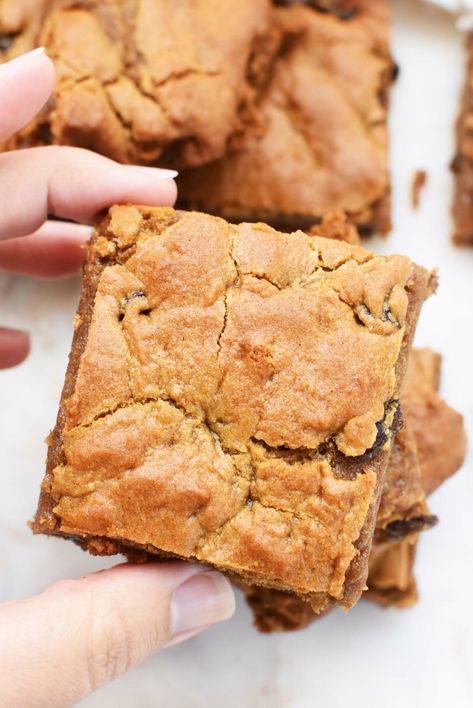 Old Fashioned Chewy Hermit Bars. A New England classic, these Chewy Hermit Bars are the perfect dessert to bake this holiday season. Similar to a blondie bar texture, these bars have a warm, spicy, sweet taste similar to that of gingerbread. #hermitbars #hermitsquares #gingerbreadblondie Hermit Bars, Hermit Cookies, Elderflower Recipes, Blondie Bar, Pumpkin Bundt Cake, Vanilla Fudge, Types Of Desserts, Popular Desserts, Chewy Chocolate Chip