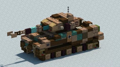 Panzer VI, Tiger I, Tank [With Download] Minecraft Map Minecraft Apocalypse Build, Minecraft Projects Ideas, Steampunk Minecraft Builds, Minecraft Train Station, Minecraft Bunker, Minecraft Statue Ideas, Minecraft Industrial, Minecraft Statue, Minecraft Car