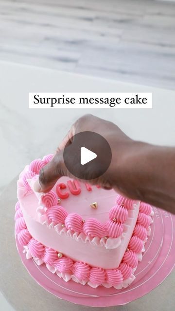 Hidden Cake Ideas, Love Themed Cake, Hidden Message Cake, Secret Message Cake, Diy Heart Cake, Proposal Cake Ideas, Gender Reveal Cake Inside, Proposal Cakes Ideas, Trending Birthday Cakes