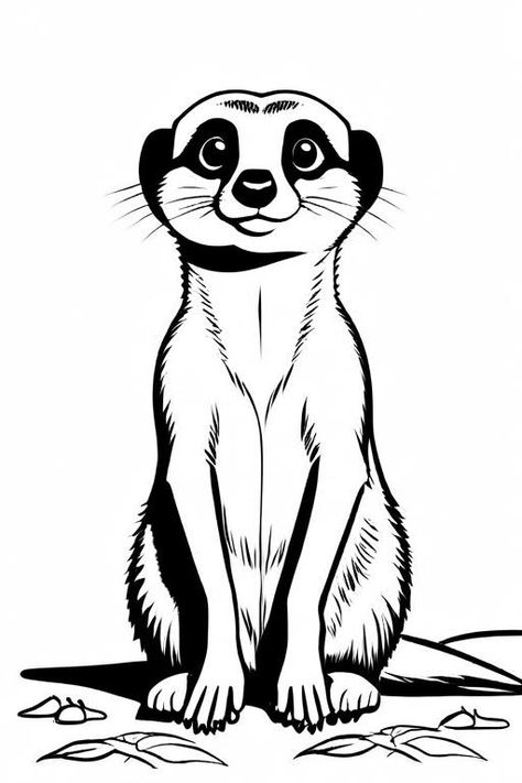 Meerkat Coloring Page 2 for Kids Meerkat Sketch, Meerkat Tattoo, Meerkat Drawing, Grandma Camp, Giraffe Coloring Pages, Vegetable Animals, Africa Tattoos, Owl Coloring Pages, Bird Coloring Pages