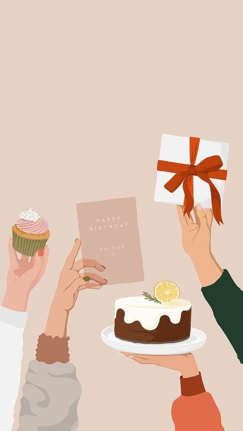 Happy Birthday Phone Wallpaper, Birthday Cake Illustration, Celebration Illustration, Iphone Wallpaper Cute, Happy Birthday Illustration, Birthday Party Background, Birthday Icon, Happy Birthday Art, Friends Illustration