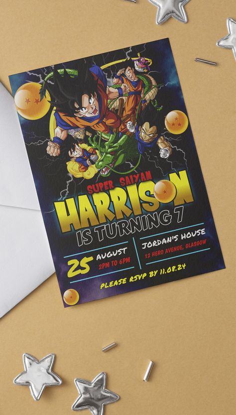 Dragonball Birthday Invitation Template Customizable Dragon Ball Invite Editable Template Anime Birthday Invitation Party Instant Download This super fun Dragonball invitation is a fully editable template. Personalize your template in Templett, an easy-to-use template editor that works in your web browser. Dragon Ball Party Invitation, Dragon Ball Invitation, Template Anime, Anime Birthday, Invitation Party, Birthday Invitation Template, Editable Template, Web Browser, Dragon Ball