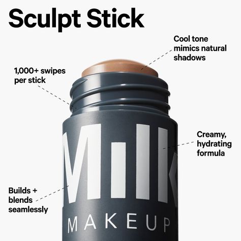 Sculpt Cream Contour Stick - MILK MAKEUP | Sephora Cool Tone Contour, Milk Contour, Milk Makeup Sephora, Cream Contour Stick, Makeup Sephora, Sunkissed Skin, Contour Stick, Matte Bronzer, Simple Makeup Looks