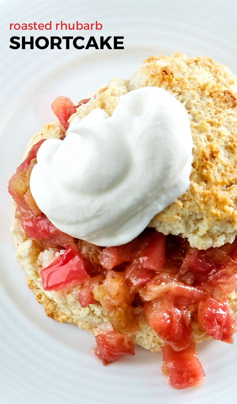 This twist on traditional shortcake uses rhubarb instead of strawberry. No dessert says summer more than shortcake! Rhubarb Shortcake, Rhubarb Pies, Rhubarb Rhubarb, Roasted Rhubarb, Rhubarb Desserts, Shortcake Recipe, Rhubarb Recipes, Fruit Desserts, Sweets Treats