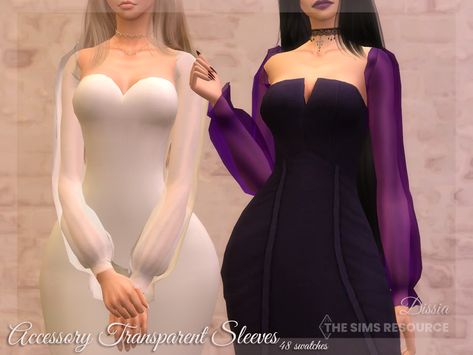 The Sims Resource - Accessory Transparent Sleeves Sun And Moon Dress, Transparent Sleeves, Mod Hair, Sims 4 Game Mods, Big Sleeves, Moon Dress, Fishnet Dress, Lace Accessories, Sims4 Clothes