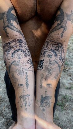 Spiritual Men Tattoos, Constilations Tattoo, Alchemy Tattoo Sleeve, Alchemical Symbols Tattoo, Alchemy Tattoo Ideas, Ancient Tattoo Designs, Gnostic Tattoo, Alchemy Tattoo Symbols, Hermetic Tattoo