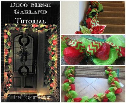 Mesh Garland, Deco Mesh Garland, Diy Christmas Garland, Mesh Wreath Tutorial, Holiday Garland, Hobby Lobby Christmas, Ribbon Diy, Holiday Garlands, Festival Diy