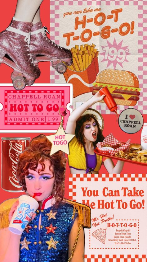 hot to go, chappell roan, music, femininomenom, the rise and fall of a midwest princess, good luck babe Go Aesthetic, Dance It Out, Chappell Roan, Admit One, Raise Your Hand, Touching You, The Rise, Good Luck, Collage