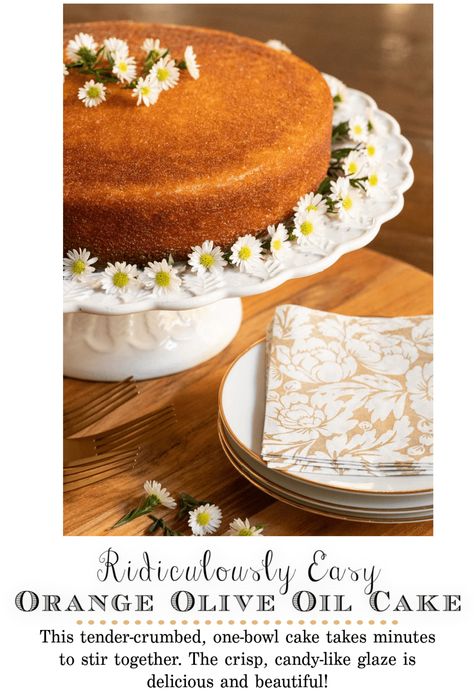 This tender-crumbed, one-bowl Orange Olive Oil Cake takes minutes to stir together. The crisp, candy-like glaze is delicious and beautiful! #orangeoliveoilcake, #easycake, #onebowlnomixercake, #ridiculouslyeasy via @cafesucrefarine Adorable Desserts, Orange Olive Oil Cake, Orange Olive Oil, Citrus Cake, Fruity Cake, Orange Cake Recipe, Oil Cake, Bowl Cake, Olive Oil Cake