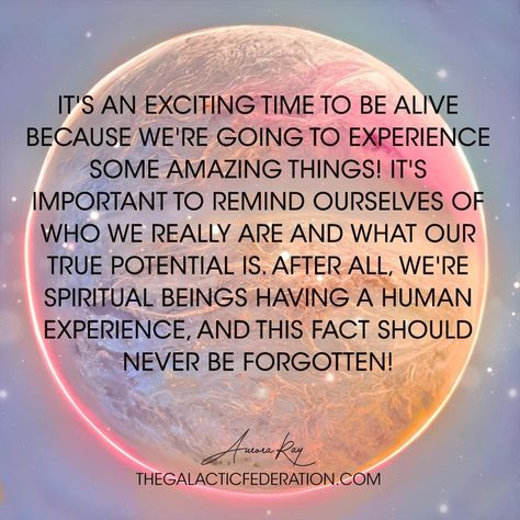 It's an exciting time to be alive because we're going to experience some amazing things! It's important to remind ourselves of who we really are and what our true potential is. After all, we're spiritual beings having a human experience, and this fact should never be forgotten! Human Experience Quotes, Spiritual Beings Having A Human, Genetic Code, Galactic Federation, Instagram Link In Bio, High Vibes, Instagram Link, Here On Earth, Favorite Words