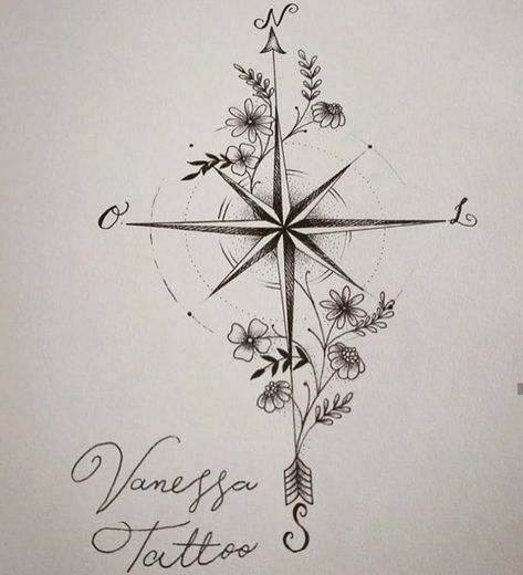 Compass Tattoo With Flowers, Tattoo Frau, Womens Tattoos, Tattoo With Flowers, 42 Tattoo, Compass Art, Tattoos Arm, Compass Tattoo Design, Inspiration Tattoos