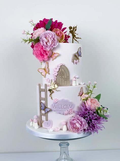 | Occasions Enchanted Cake Design, Enchanted Baby Shower Cake, Fairytale Birthday Cake, Pink Enchantment Cake, Fairy Garden Baby Shower Cake, Cherry Blossom Cake Design, 2 Tier Fairy Cake, Cake 3d, Butterfly Themed Birthday Party