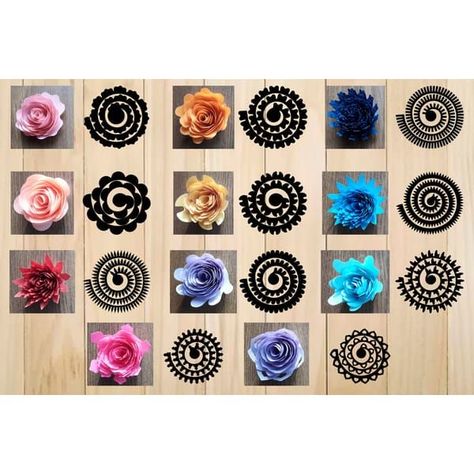 Rolled Paper Flower Templates SVG, 3D Rose SVG, Origami Rose - Inspire Uplift Click here and download 1639+ different graphic 3D Flowers. Windows, Mac, Linux ✓ Licence included with all files. Paper Rose Template, 3d Paper Flowers, Flower Svg Files, Rolled Paper Flowers, Paper Flower Patterns, Origami Rose, Paper Flower Crafts, Paper Flower Template, How To Make Paper Flowers