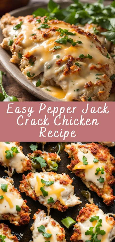 Easy Pepper Jack Crack Chicken Recipe | Cheff Recipes Chicken And Pepper Jack Cheese Recipes, Crockpot Pepper Jack Chicken, Crock Pot Pepper Jack Chicken, Pepper Jack Chicken Casserole, Chicken With Pepper Jack Cheese, Pepperjack Chicken, Pepper Jack Chicken, Recipes With Pepper Jack Cheese, Easy Keto Chicken Breast Recipes