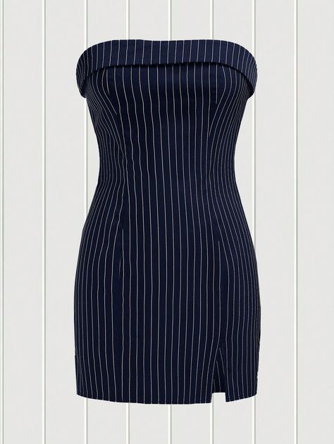 SHEIN EZwear Women's Striped Strapless DressI discovered amazing products on SHEIN.com, come check them out! Vestido Strapless, Pinstripe Dress, Stripped Dress, Grad Dresses, Plaid Dress, Mini Dresses, Women Dresses, Beautiful Fashion, Amazing Products