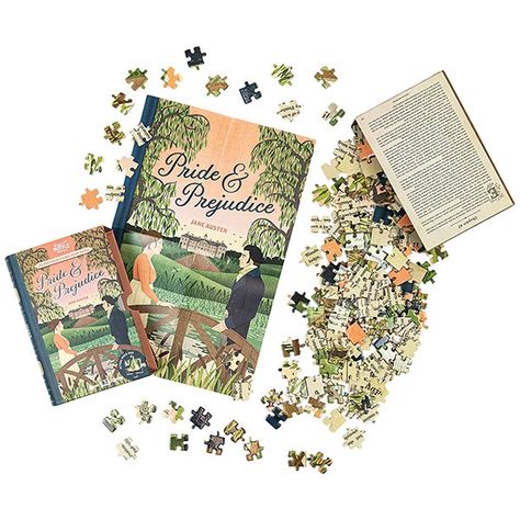 A gift to please the puzzler and the book lover. One side is a scene from Jane Austen's "Pride and Prejudice," the other is an excerpt from the book. 250-piece jigsaw puzzle arrives in a book-shaped box that stores upright on a shelf. Two make a pair, three are the start of a colorful jigsaw library. Box is 4 ¼"w x 6 ¼"h x 1 ½"d. Pride And Prejudice Book, Pride Prejudice, Elizabeth Bennet, Gift Box Design, Mr Darcy, Enjoy Time, How To Be Likeable, Bookish Gifts, Paint By Numbers