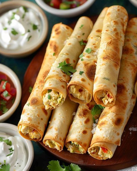 Oven-Baked Chicken Taquitos Creamy Chicken Taquitos Baked, Southwest Taquitos, Rotisserie Chicken Taquitos, Oven Baked Chicken Taquitos, Taquitos Chicken, Pierogies And Kielbasa, Chicken Taquitos Recipe, Baked Chicken Taquitos, Soft Flour Tortillas