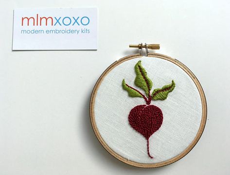 Embroidery KIT by mlmxoxo. Beet. modern embroidery kit. Beet Embroidery, Embroidery Beginners, Embroidery Beginner, Modern Embroidery Kit, Fall River Ma, Amazing Embroidery, Beginner Embroidery, Beginner Embroidery Kit, Beginners Embroidery