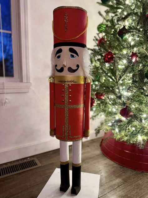 Dollar Tree Crafts & DIY with Instructions! + Freebies! 🥳 | Made this 3 foot Nutcracker all from Dollar Tree materials right under $20 😃 Did it not turn out absolutely fabulous 😍😍😍 Dollar Tree Nutcracker Diy, Dollar Tree Nutcracker, Nutcracker Diy, Diy Nutcracker, Dollar Tree Crafts Diy, Tree Crafts, Dollar Tree Crafts, Absolutely Fabulous, Dollar Tree Diy