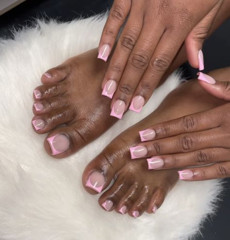 Toe Nails Ideas Black Women, Matching Nail And Toe Sets, Drippy Nails, Nails And Toes, Matching Nails, Acrylic Nail Designs Coffin, Pink French Nails, Designer Nails, Gel Toe Nails